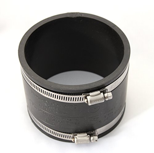 Pipestation 4" PVC Rubber Coupling for Soil Drain Repair, Includes Hose Clips