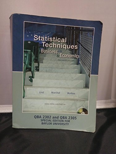 Statistical Techniques in Business & Economics Special Edition for Baylor University