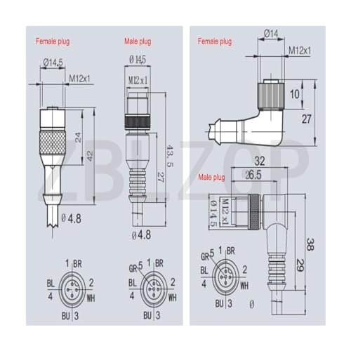 ZBLZGP M12 A-Code 8-poliger 90-Grad-Winkel, männlicher Stellantrieb, Sensorkabel für industrielle Kamera-Geräte, Netzwerk-IO-Link, Profibus-Automatisierung, 3 m
