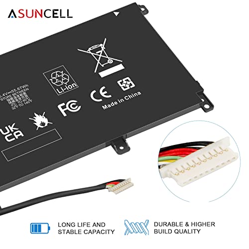 Image of ASUNCELL MB04XL Battery for HP Envy X360 M6-AQ105DX M6-AQ103DX M6-AQ005DX M6-AQ003DX M6-AR004DX 15-AQ273CL 15-AQ100NX 15-AQ267CL 15-AQ015NR 15-AQ173CL 15T-AQ100 15T-AQ200 844204-850 843538-541,55.67Wh