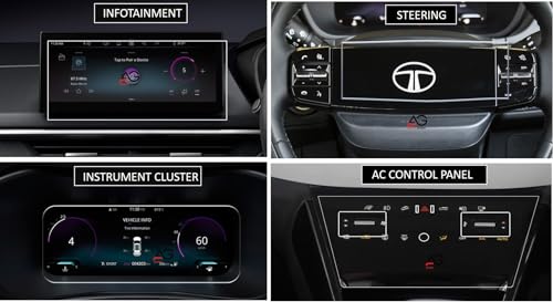 Image of Screen Guard For NEW TATA NEXON | 10.25 INCH INFOTAINMENT [THIN CORNERS] + STEERING + 10 inches MID + AC PANEL Protector | Nexon Car Display Accessories [Not Tempered Glass]