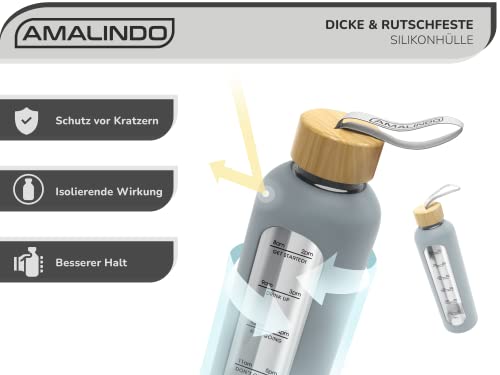 Sport Trinkflasche Amalindo aus Glas 1 Liter bruchsicher
