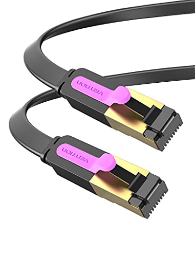 Vention Cable Ethernet CAT 7, 1 m Câble Réseau RJ45 Plat 10Gbps 600Mhz High Speed STP Gigabit Lan Compatible avec Xbox series X/S PS5 PS4 PC