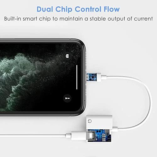 (2 in 1) Headphone Adapter for iPhone, 3.5mm Jack AUX Audio Dongle Dual Adaptor Splitter Converter Compatible with iPhone 13/12/11/8/7 Plus/X/XR/XS Earphone Accessories Support all iOS system
