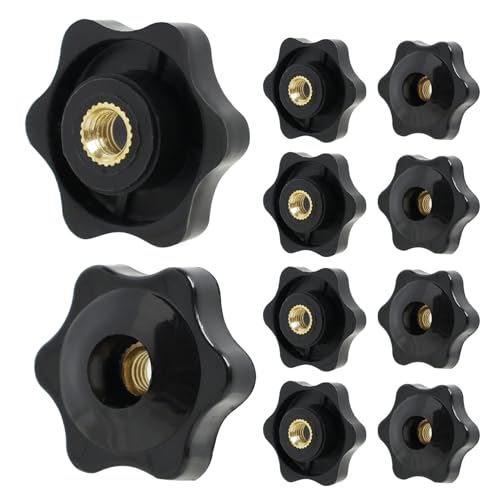 10Pcs M6 Star Clamping Nuts, Clamping Handle Knobs Diameter 30mm, Knobs Grip Plastic Wing Nuts, Thumb Screw Tightening Replacement for Machinery Tools, Furniture, Fitness Equipment