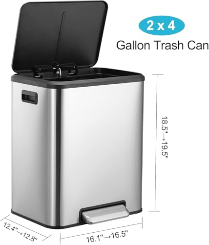 Bote de basura doble 2 x 4 galones acero inoxidable miniatura 2