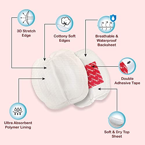 Image of Luvlap Baby Breast Milk Storage Bags (Pack of 50), Bpa Free Disposable Milk Freezer Bags for Breast Feeding, Transparent & Ultra Thin Honeycomb Nursing Breast Pads, 48Pcs, Disposable