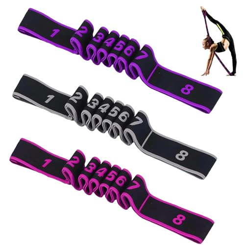 MUNTE 3 Pièces Bande Boucle Exercices 88,5 × 4 cm, Elastique Musculation de Fitness Segmentée, Trois Couleurs de Sangle Elastique Sport, Convient pour L'entraînement de Fitness et de Yoga