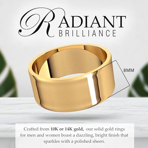8mm Solid Gold Wedding Band, Yellow or White Gold Ring, Comfort Fit 10k or 14k Womens and Mens Wedding Band4