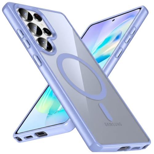 Image of DIZORO Samsung S25 Ultra Case,Compatible with Mag Safe, Non Yellow Military-Grade Drop Protection & Hard PC Back Cover Slim Transparent Anti-Scratch Shockproof Phone Case (Official Blue NEW)
