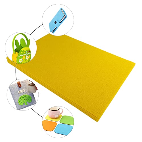 Image of Jtnohx Stiff Felt, 2mm Thick Felt Sheets for Crafts, 8 inchx12 inch Hard Felt Fabric Squares 8Pcs for DIY Projects (Yellow)