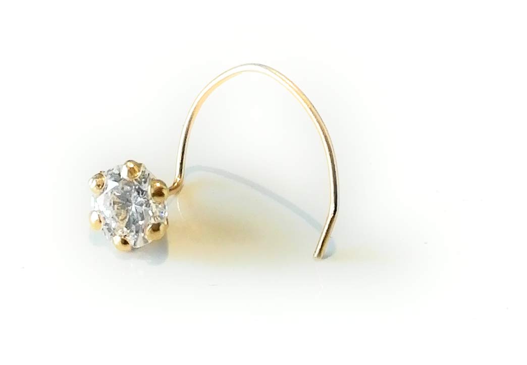 shree jewellers 14K Gold Round-Shape Prong Setting White Cubic-Zirconia Nose Pin Stud for Women Girls (size 3 mm) (B08KFGHTHX) Amazon Price History, Amazon Price Tracker