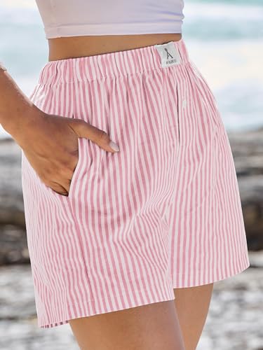 Image of ANRABESS Boxer Shorts for Women Gingham Pajama 2026 Summer Casual Lounge Sleep Plaid Shorts Y2K Beach Bottoms