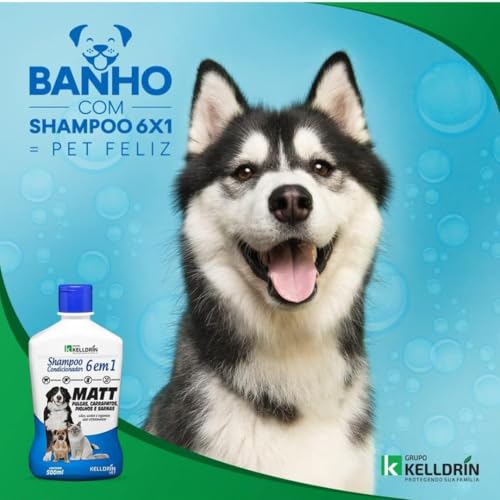 Shampoo Condicionador AntiPulgas Matt 6x1 Carrapatos, Piolhos e Sarnas 500ml