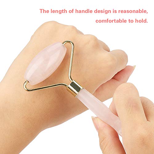 Rolo de cristal, rolo multifuncional de quartzo rosa, rolo de massagem facial beleza facial pedra ja