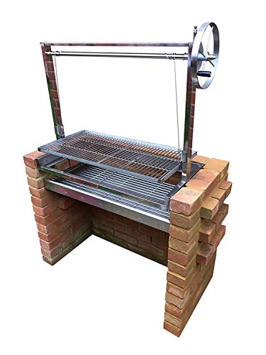 Built in Stainless Steel Brick Charcoal BBQ DIY Grill Kit with Argentinian Adjustable Heights - 91cm