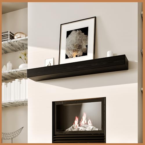 Avana Handcrafted Fireplace Mantle - Natural Wood - Mounted, 48