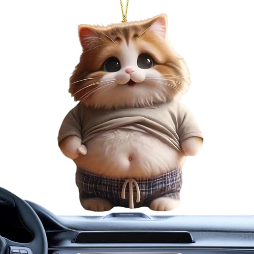 Listado de Adornos y ornamentos al mejor precio. 43 Ornamento de coche de animales, adornos de animales de automóvil - Accesorios de espejo retrovisor automático Dog Funny Fat Cat Dog - Decoración de de animal de vientre de grasa...