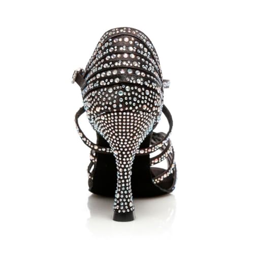 Sandales confortables à talon évasé noir et strass chic taille 40 - 4