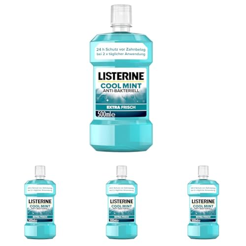 LISTERINE Cool Mint (500 ml), antibakterielle Mundspülung mit ätherischen Ölen & Minzgeschmack, Mundwasser