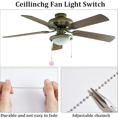 Image of CRASPIRE 7 Colors Soccer Ceiling Fan Pull Chain Lighting Lamp Extender Football Charm Pendant Decorative Adjustable Decorative 12.4in Extension Connector Ball Bead Cord Replacement Hanging Ornaments