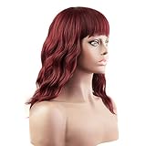 DESIGN: perücke Wein Rot lang bob gewellte verkleidung, einzigartige Farben und lockiges Design, elastischem Band, einstellbar bis 53-57 cm, Die meisten Kopfgrößen liegen in diesem Bereich. 100% atmungsaktives Rosen-Netz innen für Komfort beim Tragen. Es gibt zwei verstellbare Riemen in der Perücke, die sich mit einer festen Position, um verschiedene Kopf-Größen miteinander verflochten werden können.