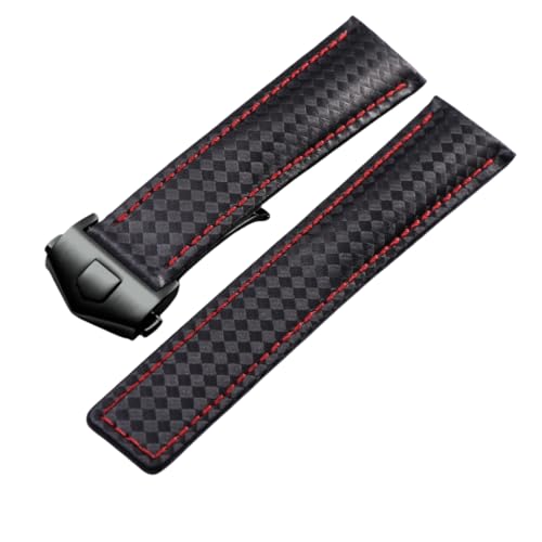 Bracelet fibre de carbone anti-usure cuir authentique fermoir pliant