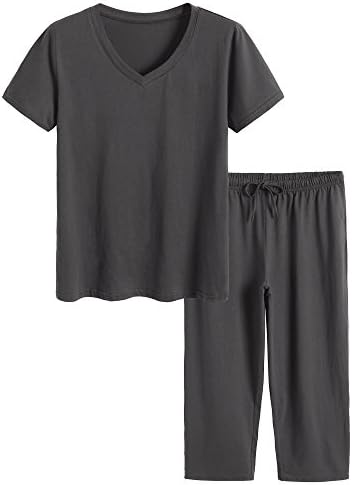 Latuza Women's Cotton Pajamas Set Tops and Capri Pants Sleepwear