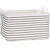 Sea Team Collapsible Canvas Fabric Storage Basket with Handles, Rectangle Waterproof Storage Bin, Box, Cube, Foldable Shelf Basket, Closet...