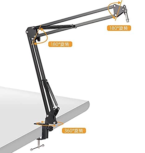 Kit Pedestal Suporte Mesa Articulado Para Microfone Studio Rádio + Pop Filter Protetor Anti Ruido p/
