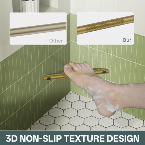 BWE Antique Brass Shower Foot Rest Bar Corner Shower Foot Rest Shaving Leg — view 4