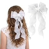 Haarschmuck Kommunion Mädchen, Erstkommunion Schleier Kopfschmuck, Weiße Perle, Kopfschmuck Kommunion, Kommunionkleid Mädchen mit Schleife für Brautjungfer Braut Haarschmuck Hochzeit Festliche Anlässe