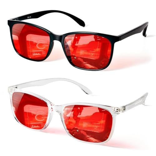 TIJN Sleep Glasses for 99.9% Blue Green Light Blocking Dual AR Coatings Red Lens for Computer Gaming Reduce Eyestrain, TR90