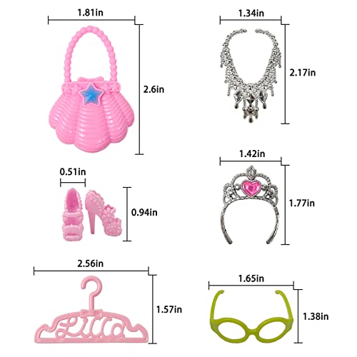 Toymaker 60Pcs Doll Clothes & Accessories For 11.5 Inch Doll Wedding Gowns Fashion Dresses Slip Dresses Shoes Bikini Necklace Swimsuit Crown Girls Gift Princess Toys Age 6-12 #TOP5