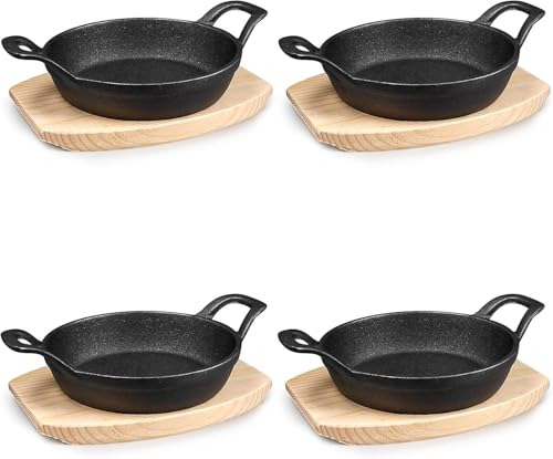 Komphy 4 Sets Mini Cast Iron Skillets, Small Cast Iron