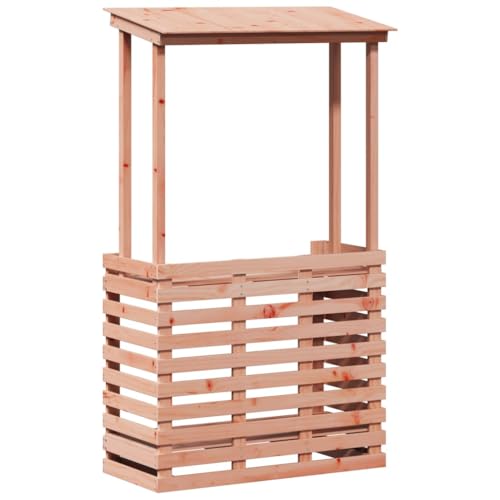 vidaXL Table de Bar d'Extérieur et Toit, Table à Manger avec Étagères, Meuble de Bistrot avec Rangement Jardin Terrasse, Bois Massif