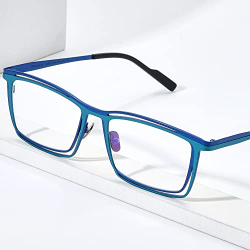 Image of FONEX Pure Titanium Glasses Frame Men Square Magnet Clip On Eyeglasses with Polarized Lens