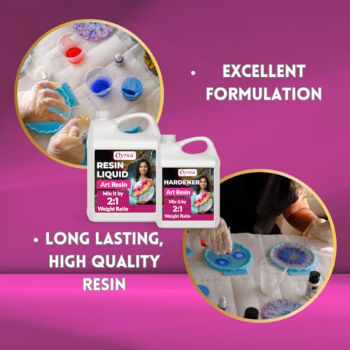Image of Oytra Resin Art Liquid Hardener for Craft Beginners Materials Kit Ultra Crystal Clear Coat Transparent Epoxy 2 1 Ratio Bubble Release Artists Jewellery Set Casting Tabletop DIY Project (7.5 Kg)
