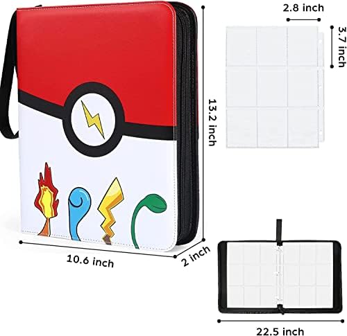 khlerox Trading Card Binder, 9-Pocket Card Binder Collection Holder Case, 900 Pockets Trading Card Games Collection Binder, Perfect Collector Album Book Organizer for Boys Girls (Red and White)