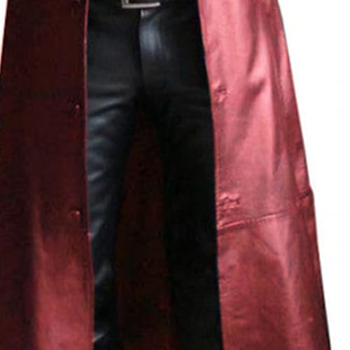 Long Leather Jakcet for Men Retro Slim Fit Motorcyle Trench Coat Full Length Faux Leather Overcoat Windbreaker4