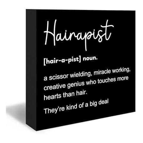 DUXMNAMG Hairapist Wood Box Sign, Hairapist Definition Desk Shelf Decor, Hair Dresser Gifts, Black Hairapist Wood Plaque Decorations for Home Office Hair Salon Shop Barbershop Decor Cover