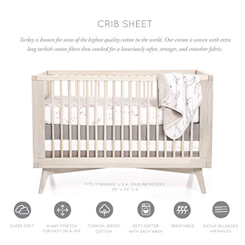 Image of Oilo Crib Sheet, Breathable 100% Turkish Cotton Fitted Jersey, 300 Thread Count, Machine Washable, Fits Standard Crib (28 inch x 52 inch x 6 inch), Toddler Bedding, Girl, Boy, & Neutral Nursery Design, Llama