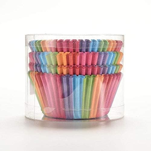 100Pcs/set Rainbow Color Cupcake Baking Paper Cases Cake Box