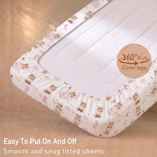 Image of Gllquen Baby 3-Pack Muslin Cotton Bassinet Sheets, 33 inchx20 inch Bedside Sleeper