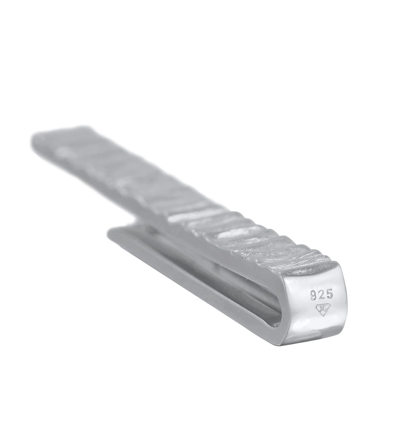 Kuzzoi Herren Krawattennadel kunstvoll strukturiert, Krawattenklammer (5 mm) poliert für normale Krawatten aus 925er Sterling Silber, Krawattenschmuck für Männer mit geriffelten Details