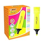 BIC Marking Flat Highlighter Pastel and Neon Pens with Chiselled Nib - Assorted Colours, Box of 16