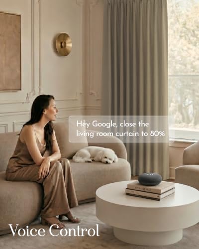 Image of Graywind Motorized Curtains with Track, Room Darkening Smart Curtains, Hardwired Curtains Compatible with Alexa Google Home Remote Control for Large Windows, Custom Drapes Up to 220 inch, Canvas (Sand)