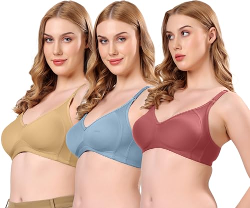 Image of London Hills Regular Bra for Women Everyday Non Padded Wire Free Full Coverage Cotton Blend