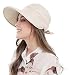 Women's Big Wide Brim Sun Hat UV Protection Visor Sun Hat Lightweight Golf Folding Hat, Beige