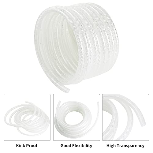 Geowaky 1/2’’ Id × 3/4’’ Od - 25 Ft Clear Braided Hose Plastic Vinyl Tubing,High Pressure Flexible Reinforced Pvc Tube For Transfer Water Air Oil thumb #3
